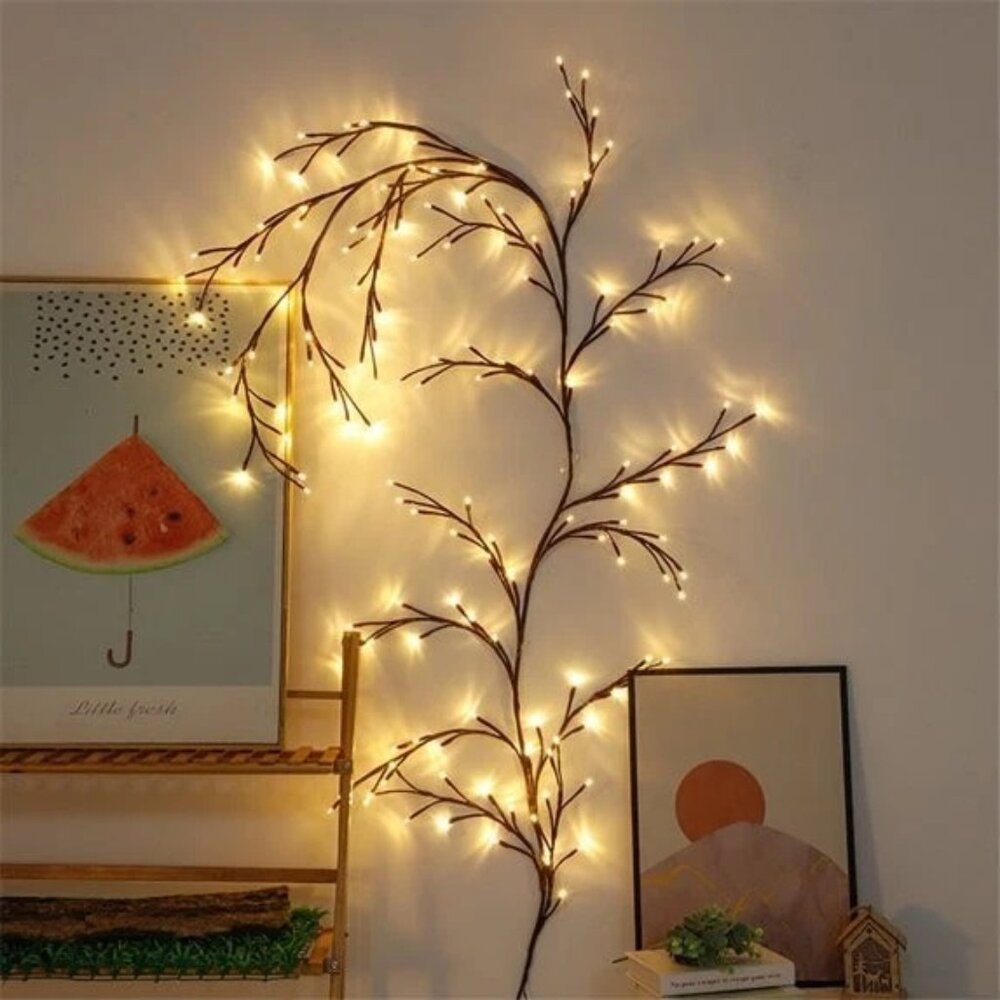 144 LED Willow Vine String Lights Flexible Garland - Christmas/Wedding, White